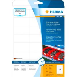 Herma Hard-wearing Labels 66.0x33.8 Mm 20 Sheets 480 Units One Size White