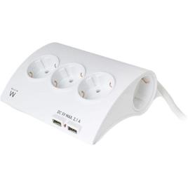 Tomada  de 5 Saídas + 2 USB 2.1A - Branco