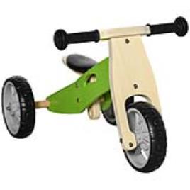 AIYAPLAY Bicicleta sem Pedais de Madeira 2 em 1 Triciclo Infantil com Assento Ajustável de 22-26cm  60x38x38cm Verde   Aosom Portugal