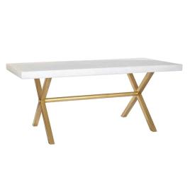 Mesa de Jantar Dkd Home Decor Dourado Branco Latã.