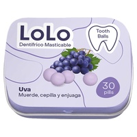 Bolas de dente de uva pasta de dente sólida mastigável e enxaguante bucal 30 tabletes - LoLo Bio