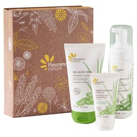 Caixa de Aloe vera: espuma de limpeza suave 150ml + gel 150ml + creme hidratante 50ml 1 unidade - Fleurance Nature