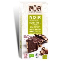 Barra de chocolate escuro de avelã inteira 180 g - Kaoka