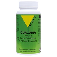 Curcuma 1000mg Extrato Estandardizado com 95% de Curcuminoides 60 comprimidos - Vitall +