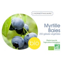 Bagas de mirtilo orgânicas 200 cápsulas de 250mg - L'Herbothicaire