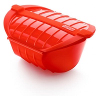 Estojo fundo de cozinhar a Vapor com bandeja 3-4 pessoas 260x190x115 mm (Vermelho) - Lékué