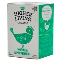 Infundido com moringa e hortelã orgânica 15 saquetas de infusão de 22g - Higher Living