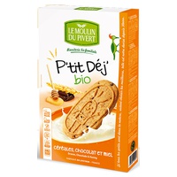 Biscoitos de cereais, lascas de chocolate e mel 4 unidades de 47.5g - Le Moulin du Pivert