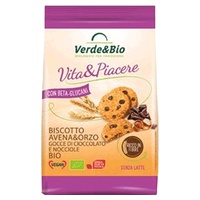 Bolachas Bio de Aveia e Cevada com Gotas de Chocolate e Avelãs 250 g - Verde&Bio