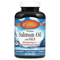 Óleo de salmão norueguês e GLA, 400mg 120 pérolas - Carlson Labs