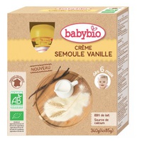 Pacotinhos Creme de Baunilha e Sêmola Bio (a partir dos 6 meses) 4 unidades de 85g (Baunilha) - Babybio