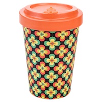 Bamboo Cup Retro Flowers 400 ml - Woodway