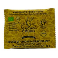 Chocolate Amargo Orgânico com Cascas de Limão Siracusa IGP 30 g - Cacao Crudo