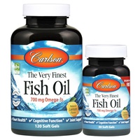 O óleo de peixe mais fino, laranja natural de 700Mg 120 + 30 cápsulas - Carlson Labs