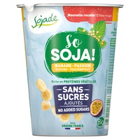 Iogurte de soja com sabor de banana orgânica e maracujá sem açúcar 400 g (Banana) - Sojade