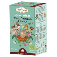 Chá de ervas ayurvédicas de Funcho, Cardamomo e Laranja - Life on Wings 16 saquetas de infusão de 2g - Haris Treasures