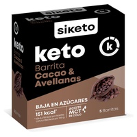 Snack-bar Keto com cacau e avelãs 5 unidades - Siketo