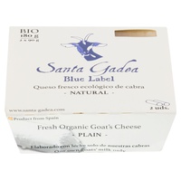 Rótulo azul natural de queijo de cabra orgânico fresco 2 unidades de 90g - Santa Gadea