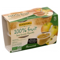 Sobremesa simples de frutas de maçã sem açúcar 4 unidades de 110g - Danival