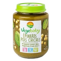 Vasos de bebê Vegebaby Espinafre Grão de bico 12 meses 190 g - Vegebaby