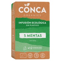 Infusão 5 hortelãs Bio sem plástico 12 saquetas de infusão de 2g - Conca Organics