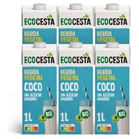 Pack Bio bebida de coco vegetal sem açúcar 6 unidades de 1L - Ecocesta