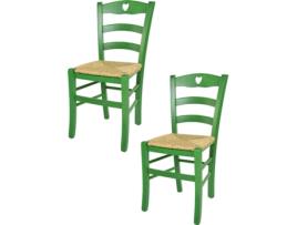 Conjunto de 2 Cadeiras T M C S Cuore 250AVE (Verde - 88x43x46 cm - Madeira)