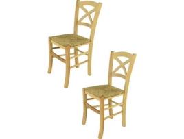 Conjunto de 2 Cadeiras T M C S Cross 330NAT (Castanho Claro - 88x43x46 cm - Madeira)