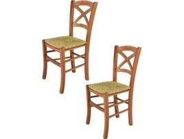 Conjunto de 2 Cadeiras T M C S Cross 330CI (Castanho - 88x43x46 cm - Madeira)