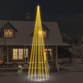 vidaXL Árvore de Natal mastro de bandeira 1134 LED 800cm branco quente