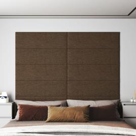 vidaXL Painel de parede 12 pcs 90x30 cm tecido 3,24 m² castanho