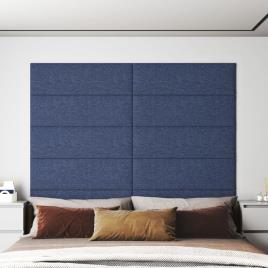 vidaXL Painel de parede 12 pcs 90x30 cm tecido 3,24 m² azul