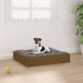 vidaXL Cama para cães 51,5x44x9 cm madeira de pinho castanho mel