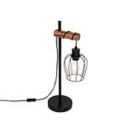 Candeeiro de mesa rústico preto madeira - STRONK