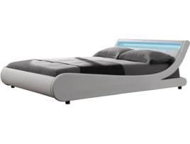 Cama HABITAT ET JARDIN LED Natacha  Branco (160x200 cm - PVC e PU)
