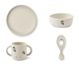 Cnjunto Jantar de silicone Vivi Peach Sea Shell Mix