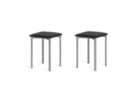 Banco de Cozinha PORTUS Baunilha (44x46x36 cm - Polipele - Preto - 2 Un)