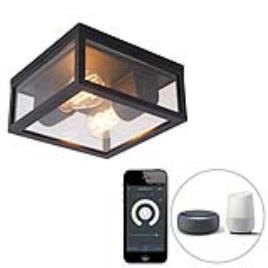Smart plafondlamp zwart IP44 2-lichts incl. Wifi ST64 - Charlois