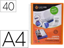 Capa Catalogo CArquivo Archivex Polipropileno Canguro Com Espiral 40 Bolsas Fecho Elastico Din A4 La