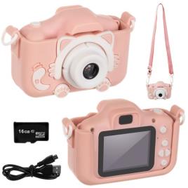 Câmara Fotográfica Infantil c/ Cartão 16GB (Rosa) - KRUZZEL