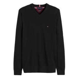 Tommy Hilfiger Camisola de decote em V, em algodão pima e caxemira