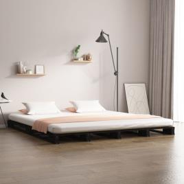 Estrutura de Cama Super King 180x200 cm Pinho Maciço Preto