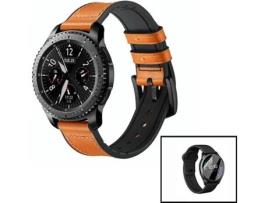 Bracelete + Película Honor Watch GS 3 G4M Couro e Silicone Premium Castanho e Preto