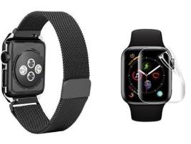 Bracelete + Película Apple Watch Series 7 41mm G4M Milanese Preto e Transparente