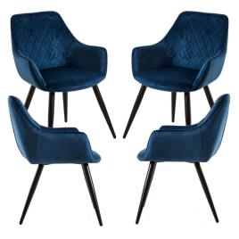 Presentes Miguel - Pack 4 Cadeiras Kres Veludo - Azul