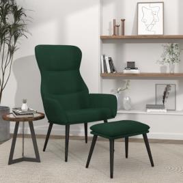 Cadeira de Descanso com Banco Tecido Verde-escuro