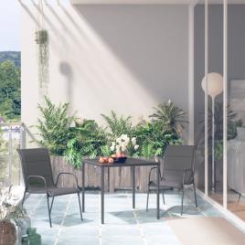 Conjunto de Jantar para Exterior Aço Antracite 3 pcs
