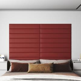 Painel Parede 12 pcs 90x15 cm Couro Art. 1,62 M² Vermelho Tinto