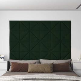Painel de Parede 12 pcs 30x30 cm Veludo 1,08 M² Verde-escuro