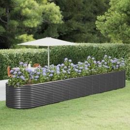 Floreira de Jardim 554x100x68 cm Aço Revestido a Pó Antracite